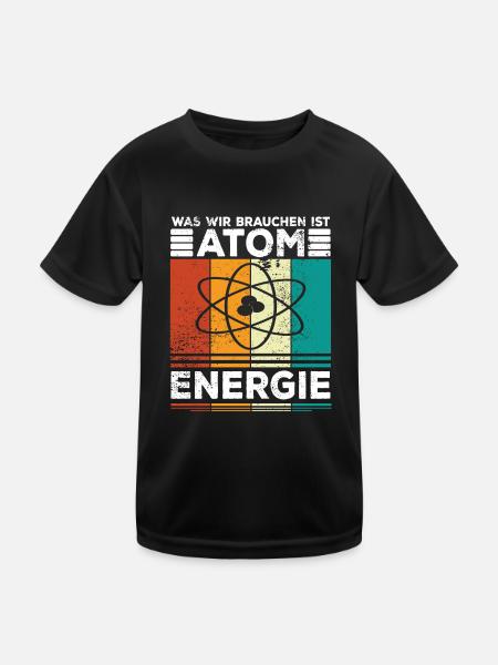 Atomenergie Kernenergie Kernkraft Atomkraftwerke - Kinder Funktions-T-Shirt - Schwarz - Vorne