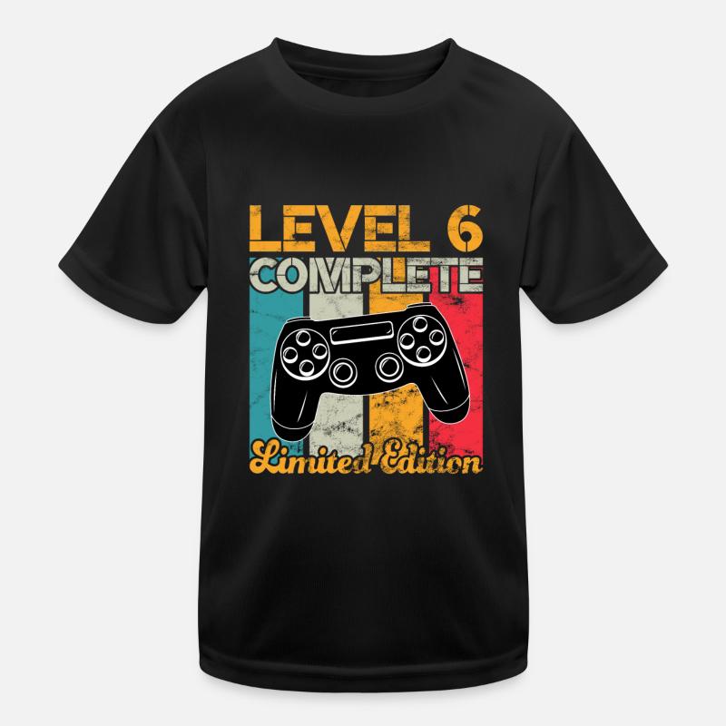 Level 6 complete Gaming Geburtstag Kinder Funktions-T-Shirt