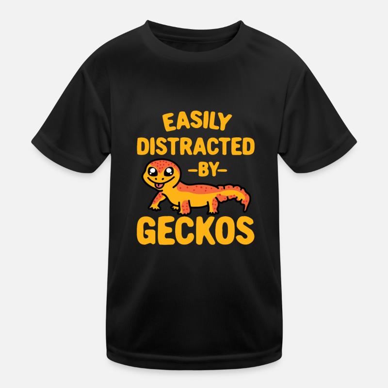 Lustiger Gecko Easily Distracted By Geckos Kinder Funktions-T-Shirt