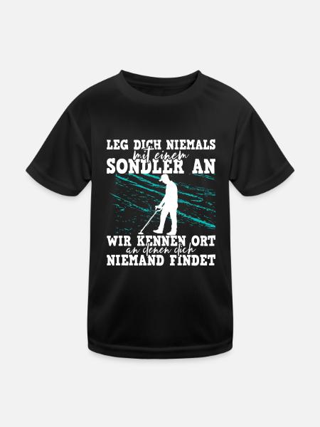 Sondeln Sondel Metalldetektor Schatzsuche - Kinder Funktions-T-Shirt - Schwarz - Vorne