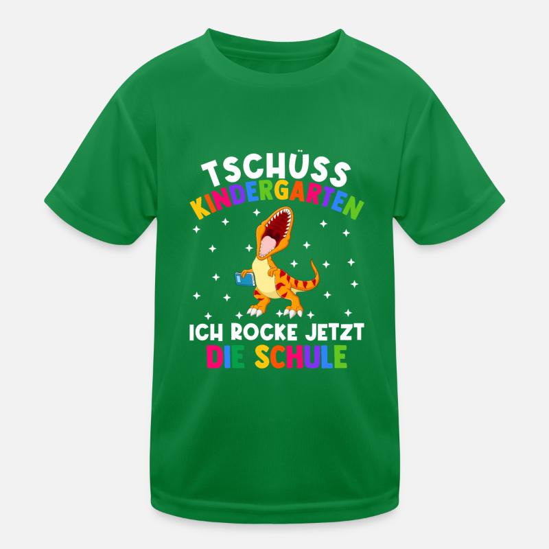 Bye Kindergarten Einschulung Schulkind Dinosaurier Kinder Funktions-T-Shirt