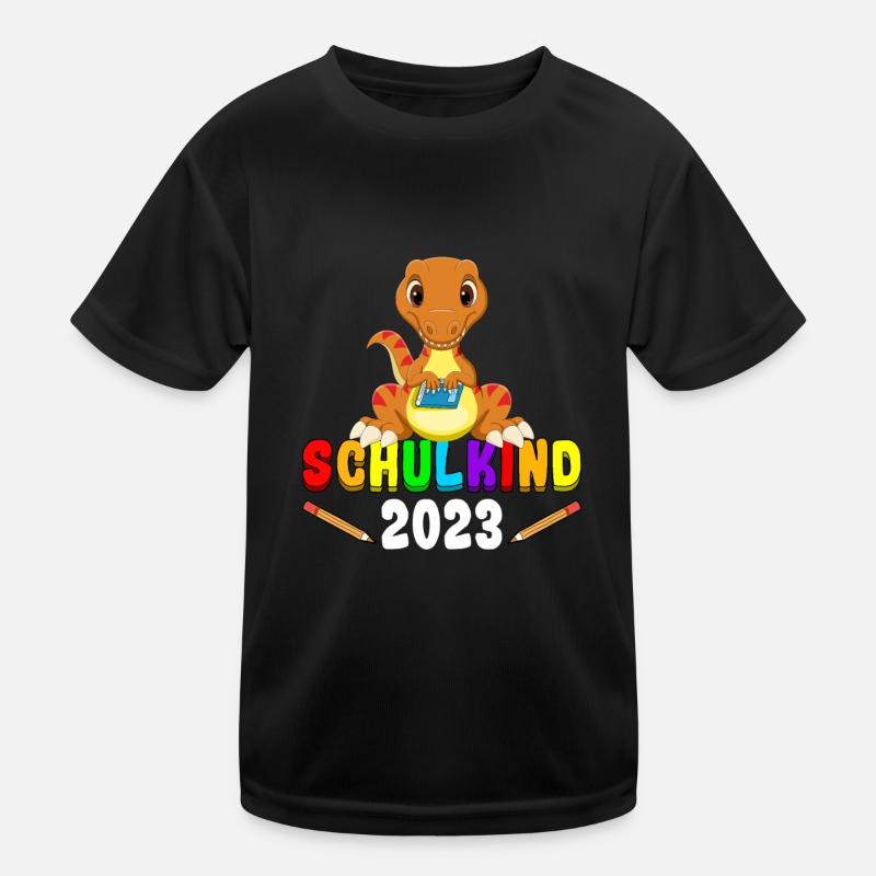 Einschulung Dinosaurier Schulkind 2023 1. Klasse Kinder Funktions-T-Shirt