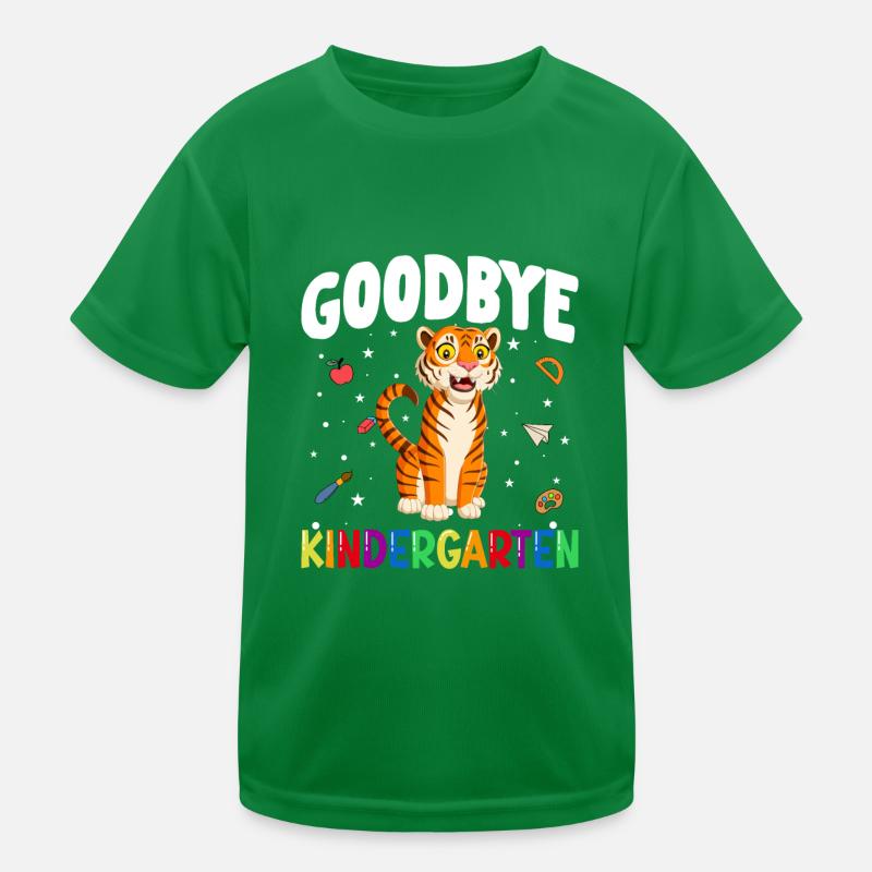Goodbye Kindergarten Tiger Einschulung Schule Kinder Funktions-T-Shirt