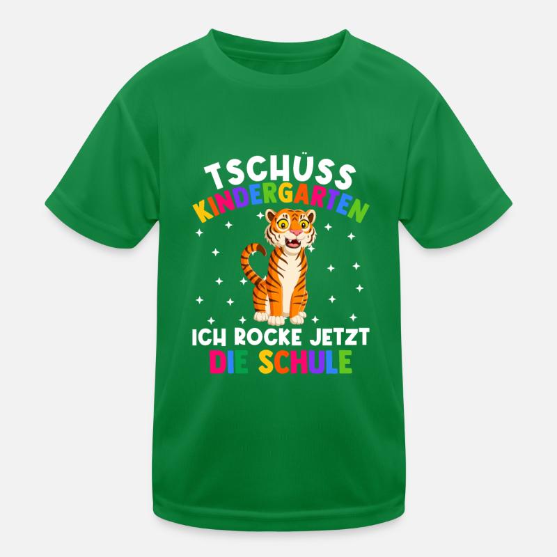 Bye Kindergarten Einschulung Schulkind Tiger Kinder Funktions-T-Shirt