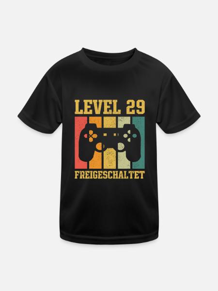 Level 29 freigeschaltet - Kinder Funktions-T-Shirt - Schwarz - Vorne