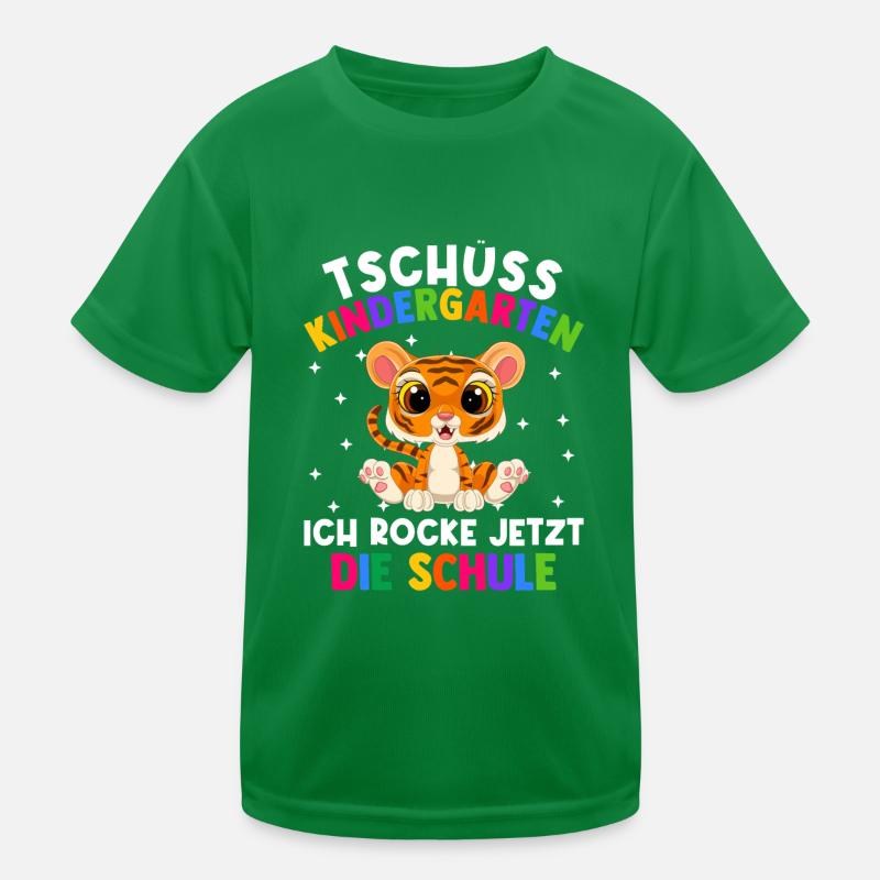 Bye Kindergarten Einschulung Schulkind Tiger Kinder Funktions-T-Shirt