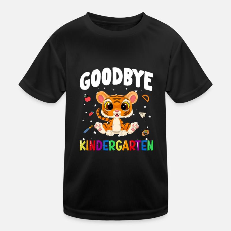 Goodbye Kindergarten Tiger Einschulung Schule Kinder Funktions-T-Shirt