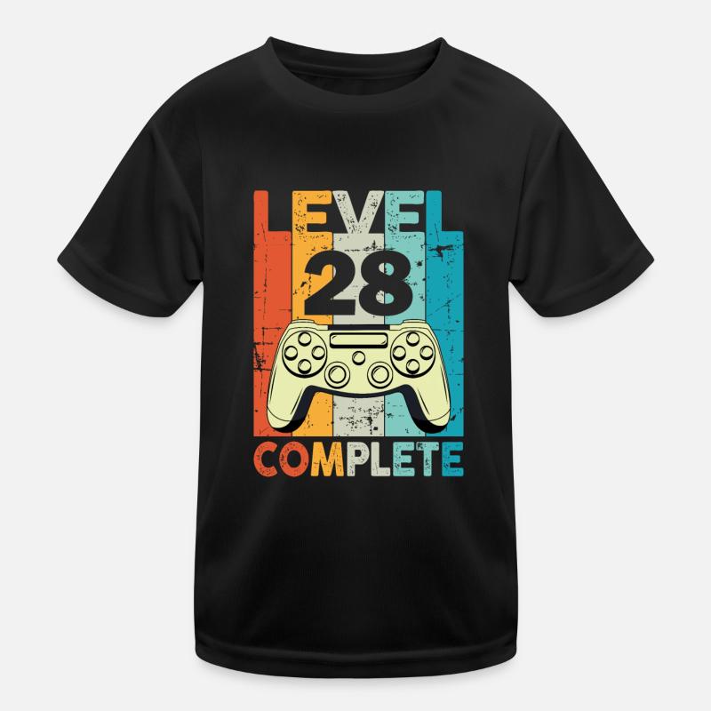 Level 28 Complete Gaming Geburtstag Kinder Funktions-T-Shirt