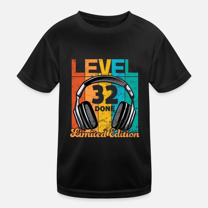 Gaming Geburtstag 32 Jahre Level 32 Complete Kinder Funktions-T-Shirt