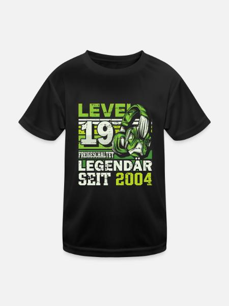 Level 19 freigeschaltet legendär seit 2004 - Kinder Funktions-T-Shirt - Schwarz - Vorne
