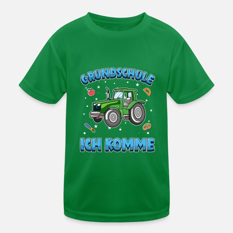 Grundschule ich komme Einschulung Traktor Kinder Funktions-T-Shirt