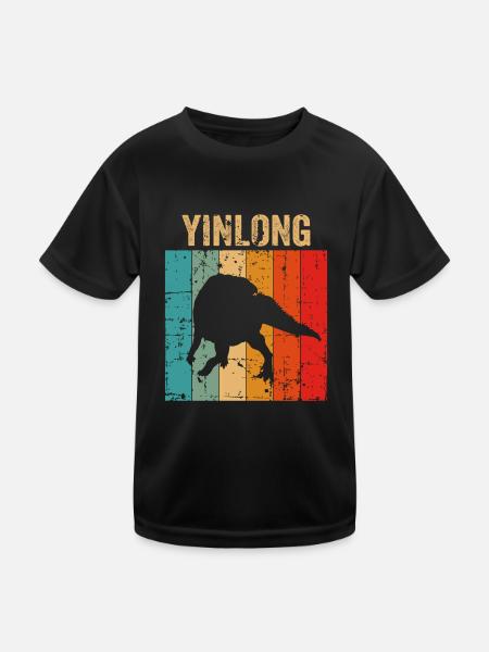 Yinlong Dinosaurier Kinder Dino Geschenk - Kinder Funktions-T-Shirt - Schwarz - Vorne