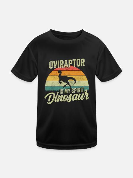 Oviraptor Dinosaur Children Dino Gift - Kids Functional T-Shirt - black - Front