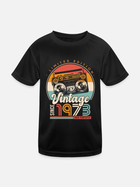 Jahrgang seit 1973 Geburtstagsgeschenk 50 Jahre - Kinder Funktions-T-Shirt - Schwarz - Vorne