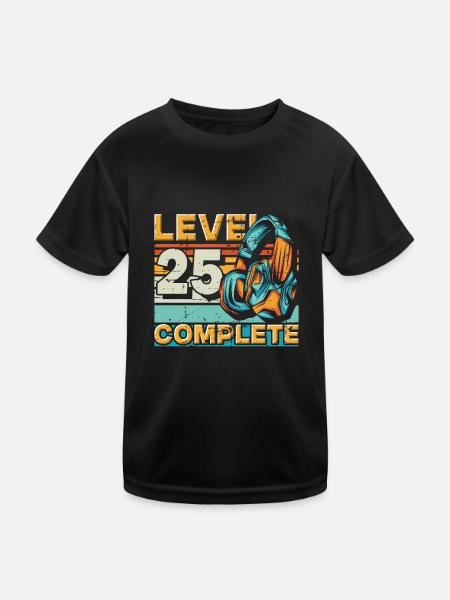 Gaming Geburtstag Level 25 Complete für Gamer. - Kinder Funktions-T-Shirt - Schwarz - Vorne