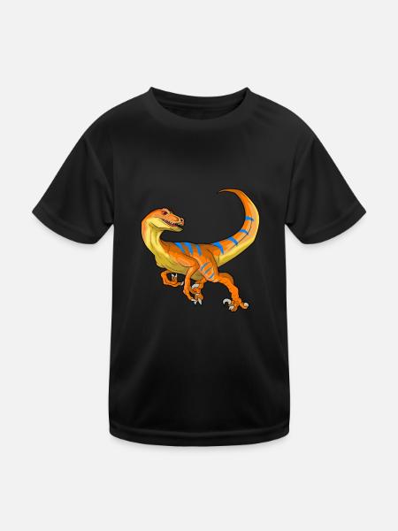 Velociraptor Dinosaur Children Dino Gift - Kids Functional T-Shirt - black - Front