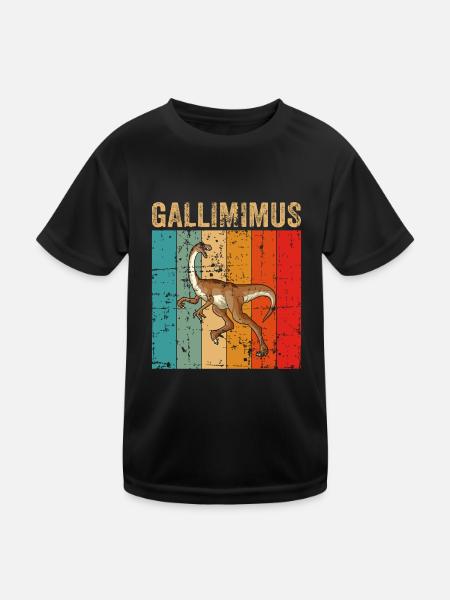 Gallimimus Dinosaur Children Dino Gift - Kids Functional T-Shirt - black - Front