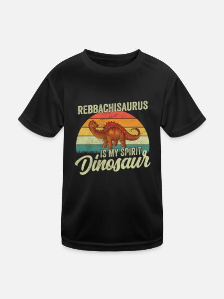 Rebbachisaurus Dinosaur Children Dino Gift - Kids Functional T-Shirt - black - Front