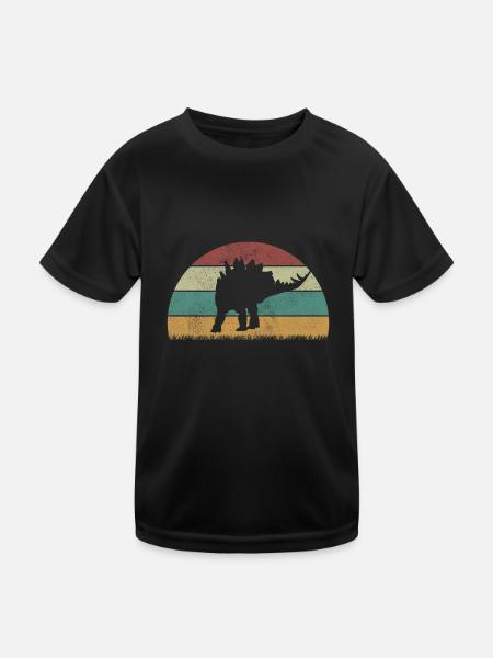 Stegosaurus Dinosaurier Kinder Dino Geschenk - Kinder Funktions-T-Shirt - Schwarz - Vorne
