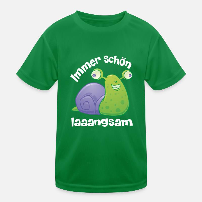 immer schoen langsam mit lustiger Schnecke Kinder Funktions-T-Shirt