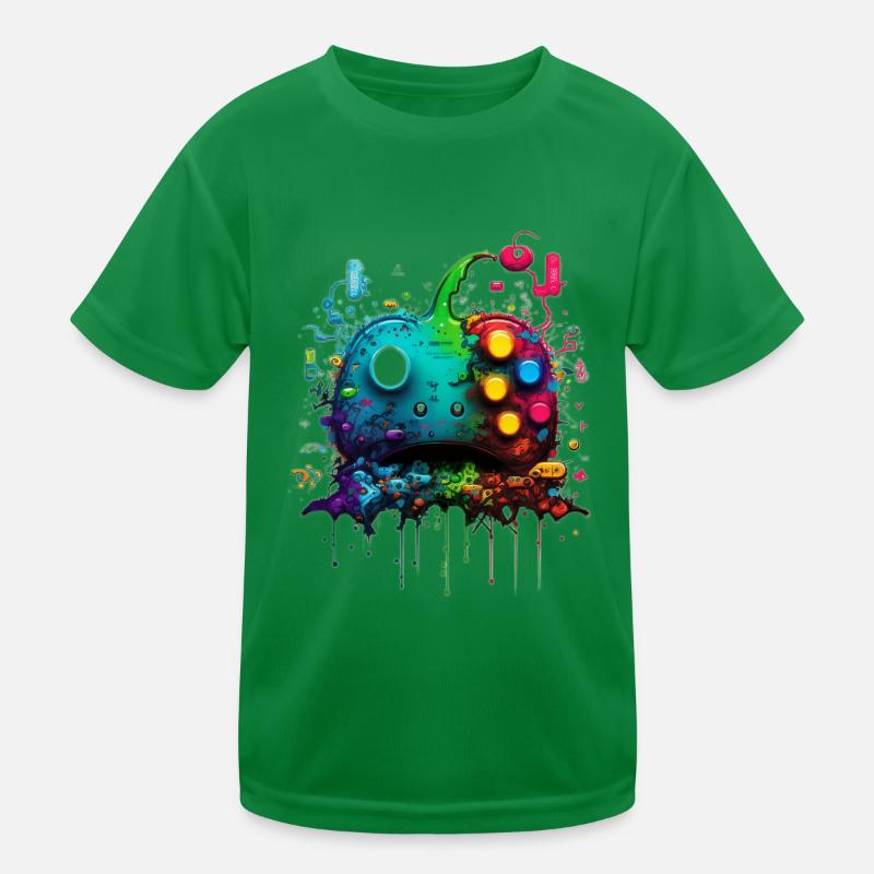 Neon Gaming Controller / Kontroller Kinder Funktions-T-Shirt