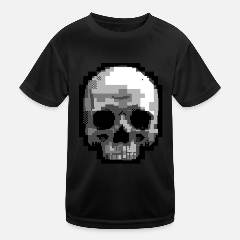 PETSCII Schädel Kinder Funktions-T-Shirt