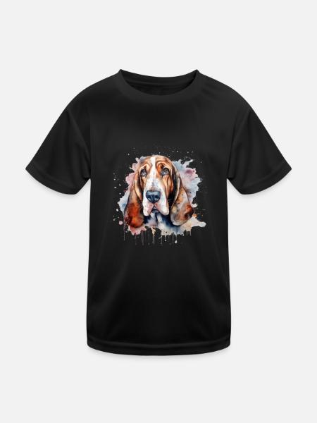 Basset Hound - Kids Functional T-Shirt - black - Front
