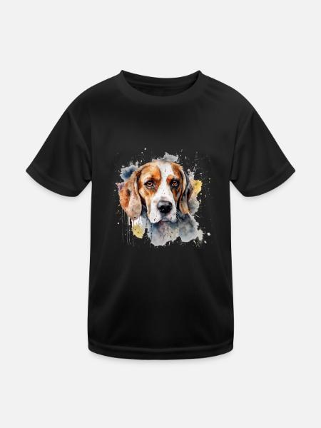 Beagle - Kinder Funktions-T-Shirt - Schwarz - Vorne