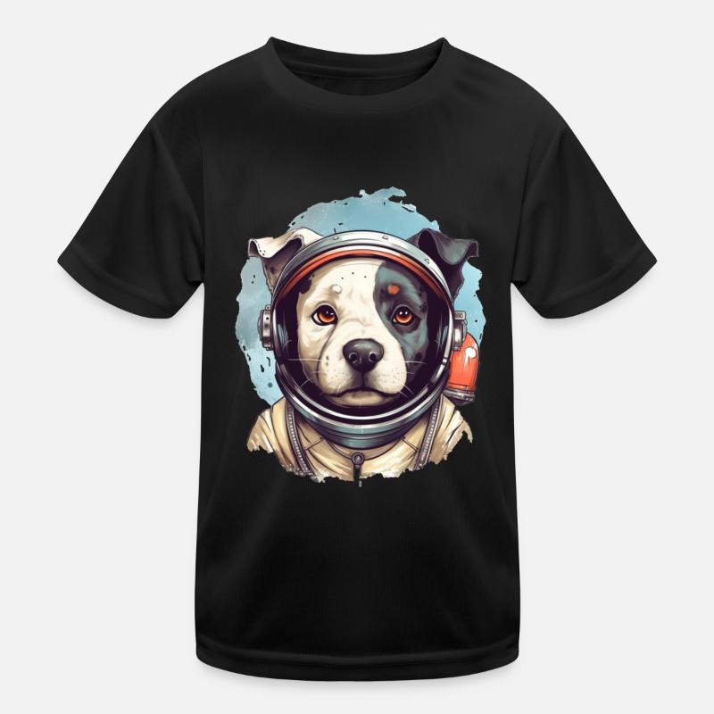 Astronauts Dog - Kids Functional T-Shirt - black