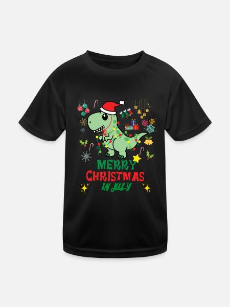 Noël en juillet, Dinosaures de Noël, T-REX - T-shirt sport Enfant - noir - Devant