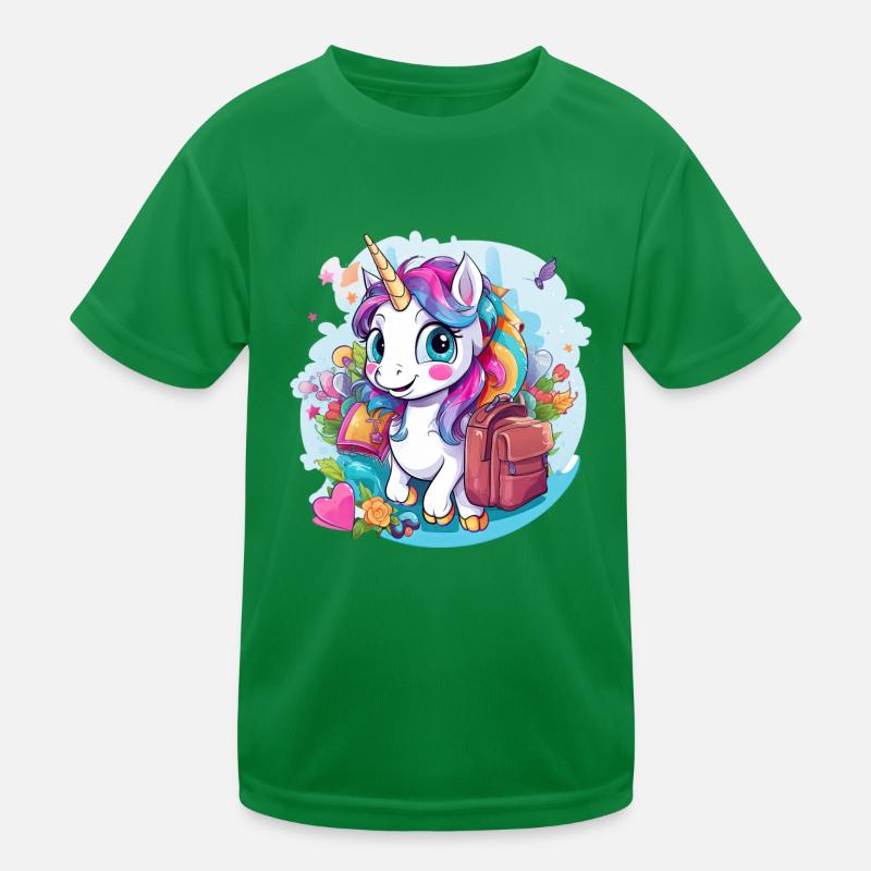Einhorn Schulkind Einschulung Mädchen Geschenk Kinder Funktions-T-Shirt