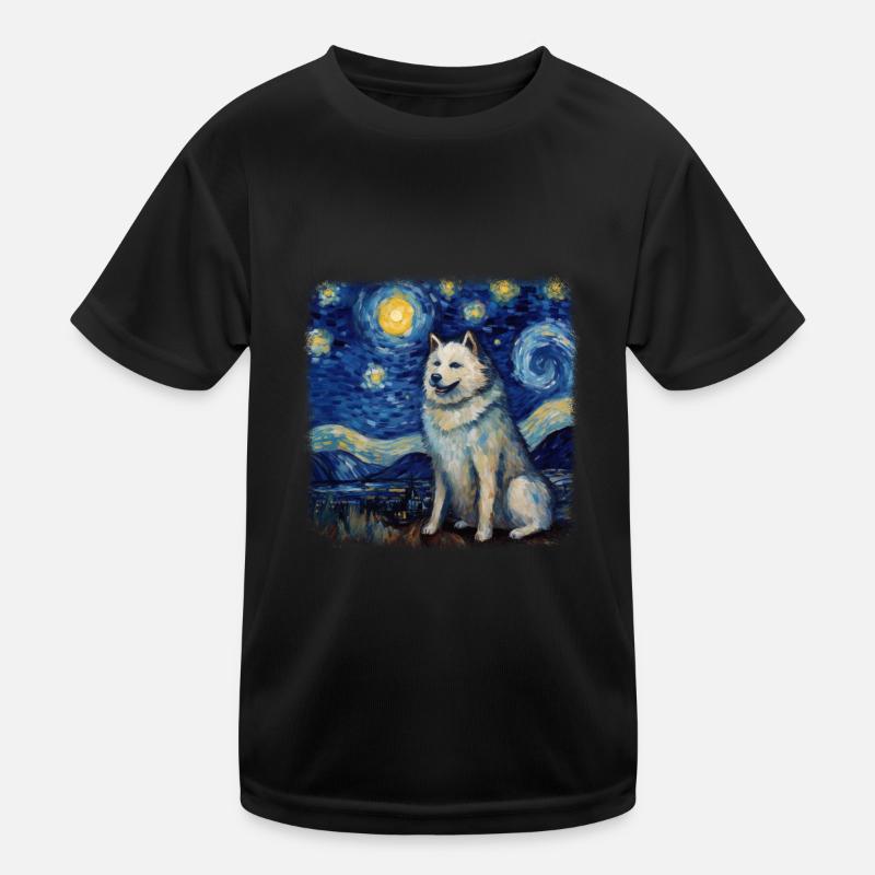 Alaskan Malamute Van gogh starry night Kids Functional T-Shirt