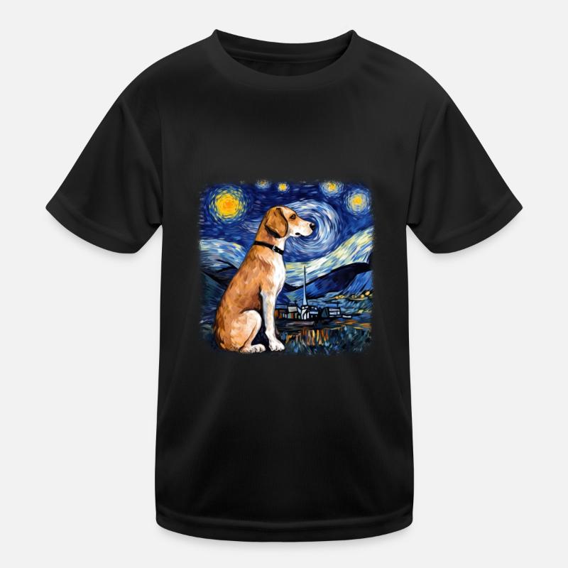 Beagle Van gogh starry night Kids Functional T-Shirt