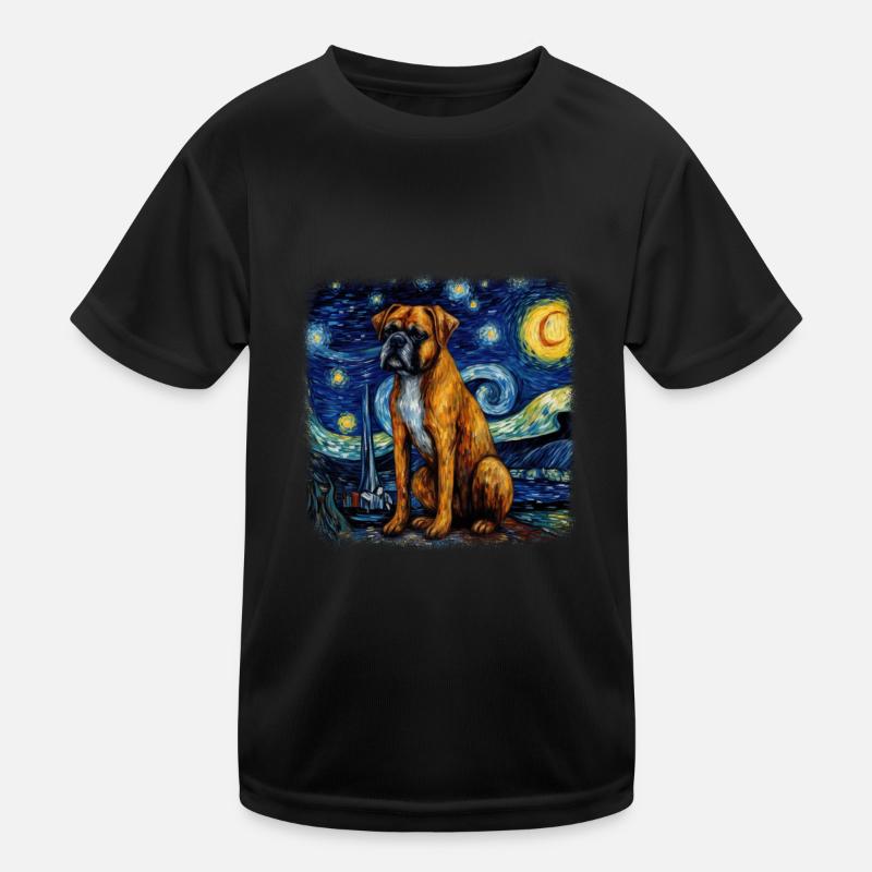 Boxer Van gogh starry night Kids Functional T-Shirt