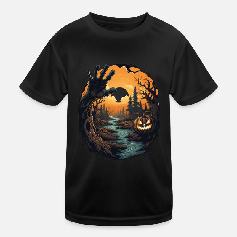 Halloween Emerging Hands Spooky Pumpkin Kinder Funktions-T-Shirt