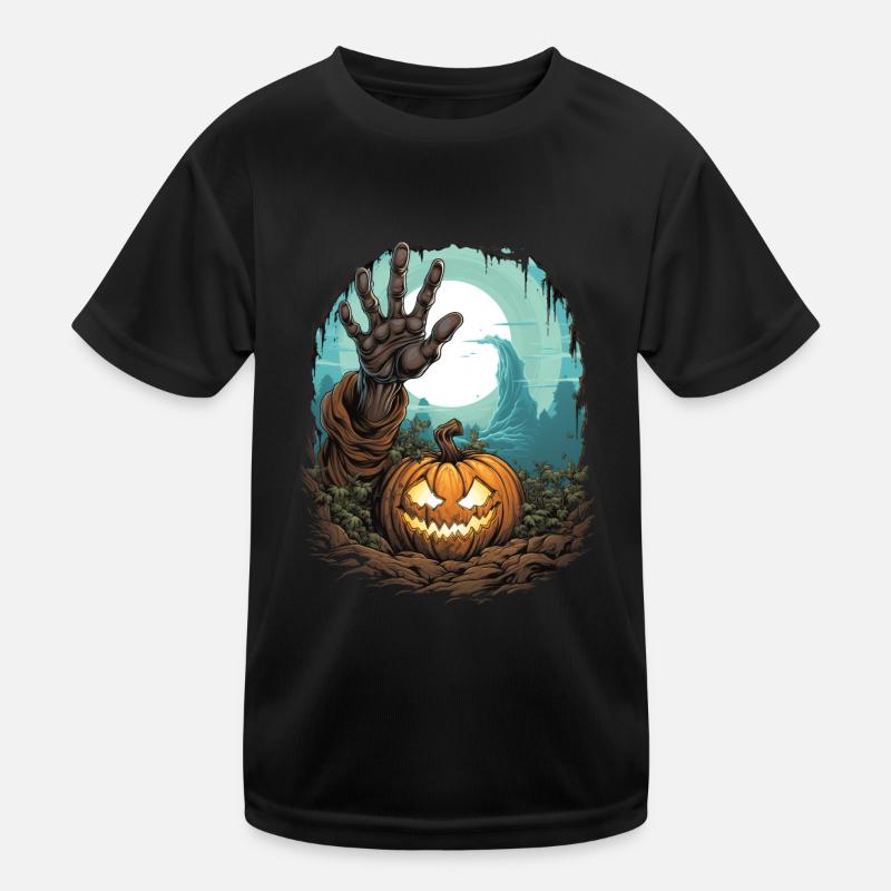 Halloween Emerging Hands Spooky Pumpkin Kinder Funktions-T-Shirt