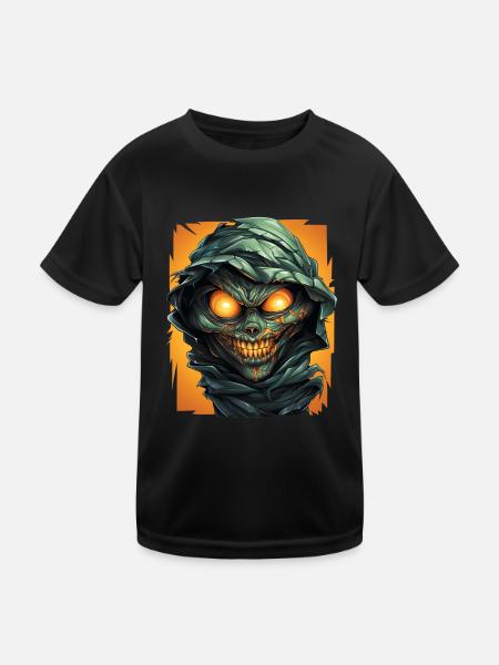 Halloween Spooky Cartoon Mummy - Kinder Funktions-T-Shirt - Schwarz - Vorne