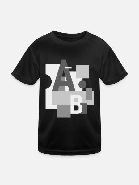 Abstract image with letters A and B - Kids Functional T-Shirt - black - Front