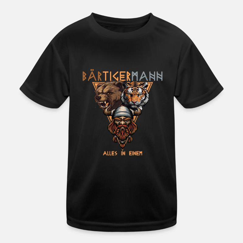 Wikinger - Bärtigermann Bär Tiger Mann Kinder Funktions-T-Shirt