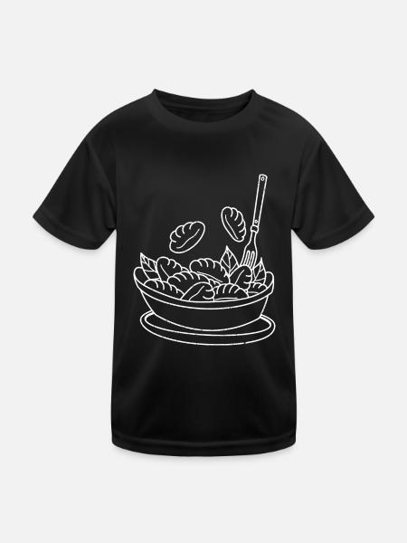 Gnocchi Pasta Italien Küche Rigatoni Gericht - Kinder Funktions-T-Shirt - Schwarz - Vorne