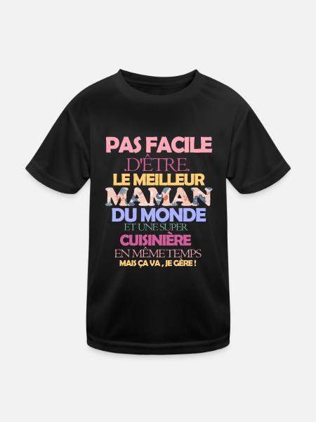 Pas facile super maman cuisinière - T-shirt sport Enfant - noir - Devant