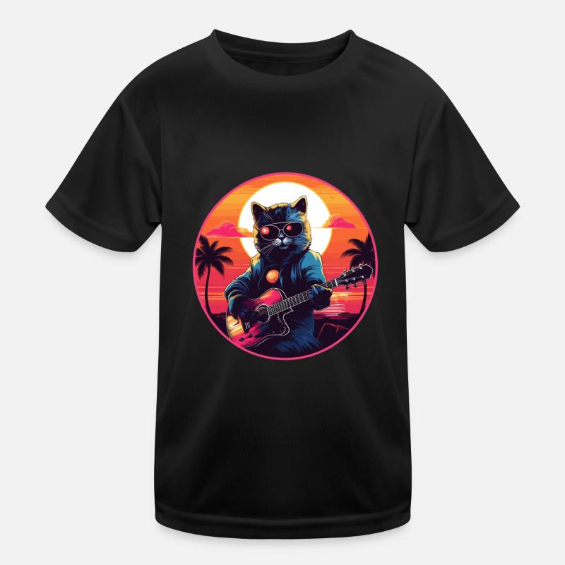 Gitarren Musik Katze Geschenk Kinder Funktions-T-Shirt