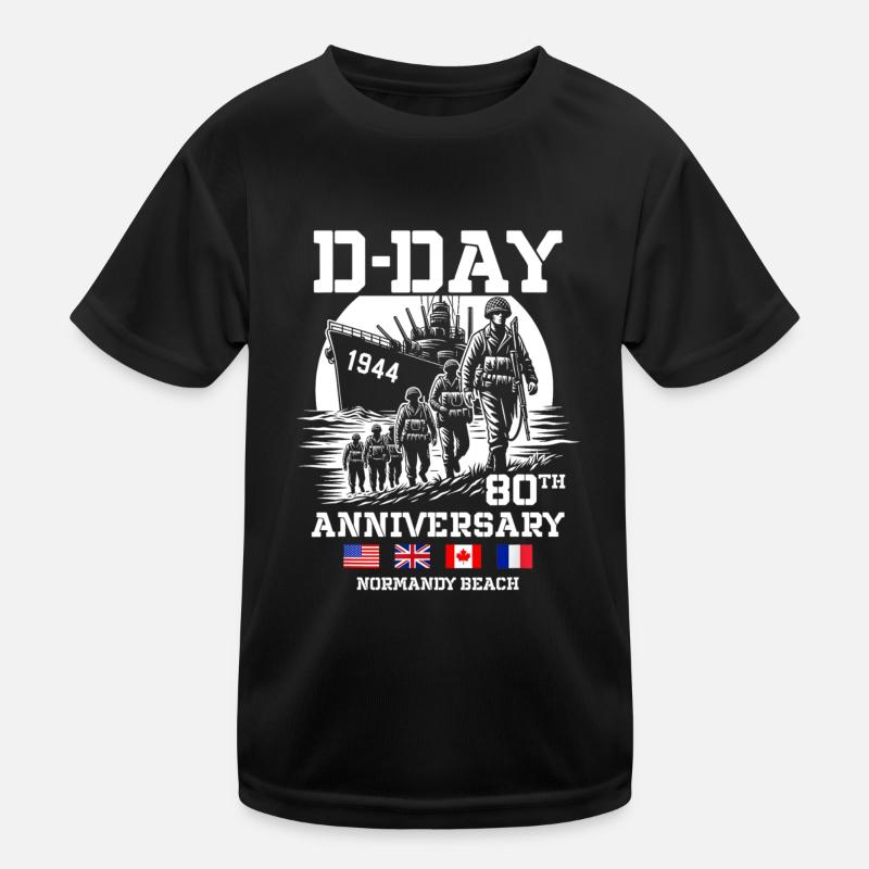 Normandy Beach Landing Commemorative D-Day 80th Kids Functional T-Shirt