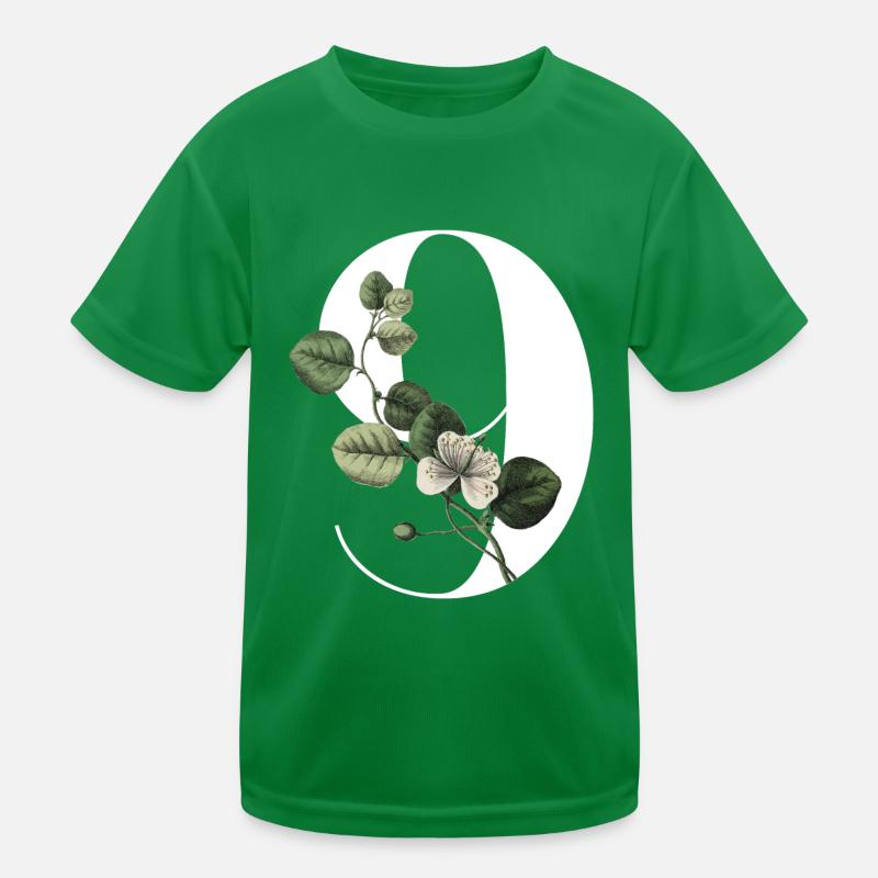 Nummer 9 Blumengrün -9. Blumengeburtstag Kinder Funktions-T-Shirt
