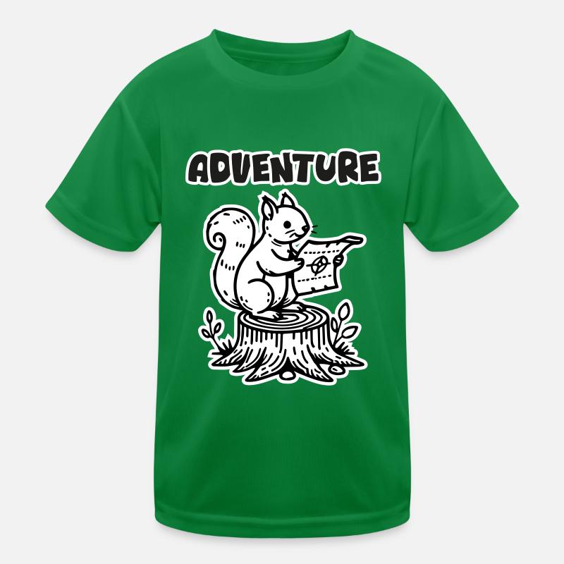 Squirrel Holding a map - "Adventure" Design Kids Functional T-Shirt