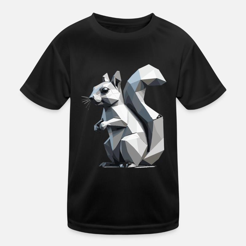 Écureuil - Mignon design de polygone bas - T-shirt sport Enfant - noir