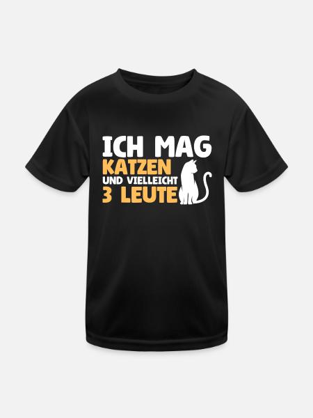 J’aime les chats et peut-être 3 personnes - T-shirt sport Enfant - noir - Devant