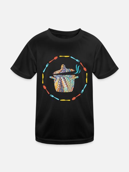topf e 120 - Kinder Funktions-T-Shirt - Schwarz - Vorne