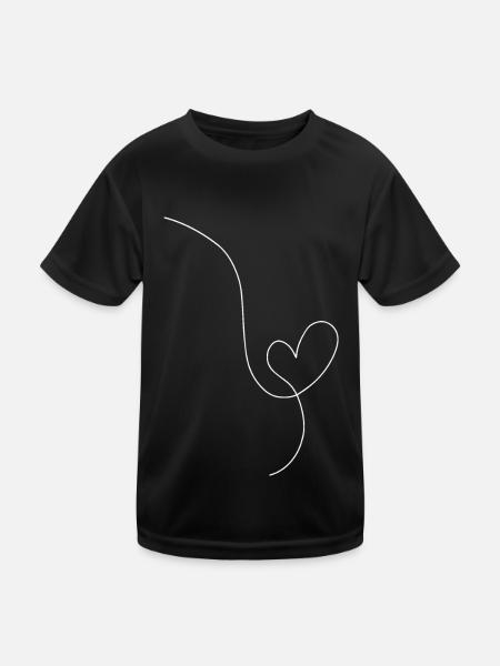 Coeur noir dessin au blanc - T-shirt sport Enfant - noir - Devant