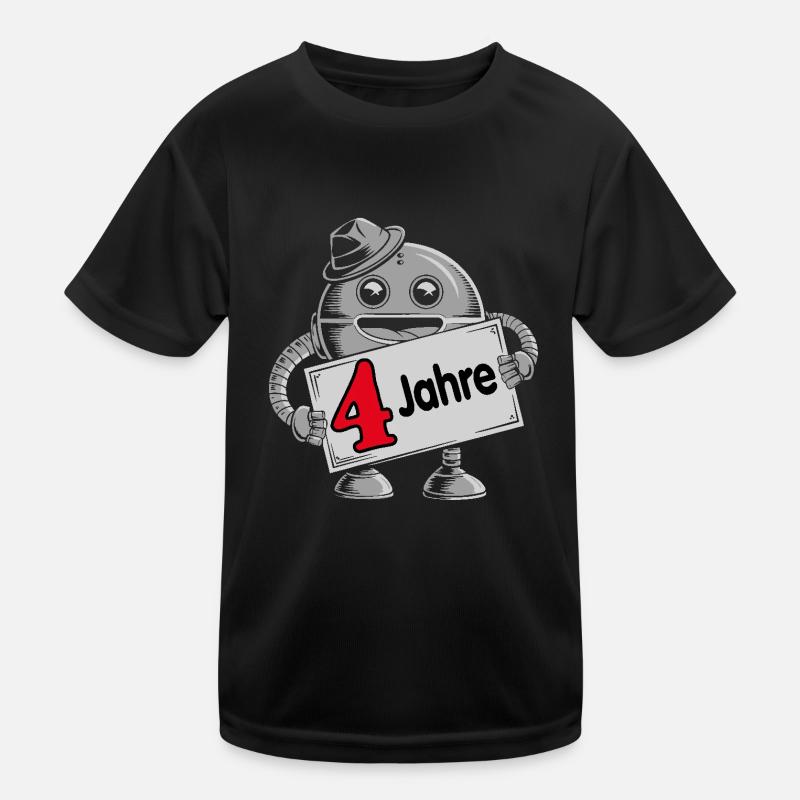 Vier Jahre vierter Geburtstag kleiner Roboter Kinder Funktions-T-Shirt